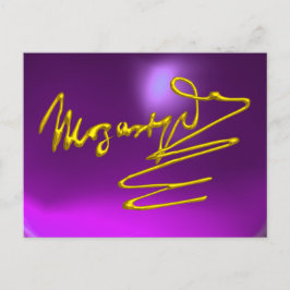 HOMAGE TO MOZART 3D Gold Signature Komponist Lila Postkarte