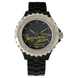HOMAGE TO MOZART Gold Signature of Composer Black Armbanduhr