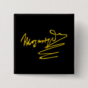 HOMAGE TO MOZART Gold Signature of Composer Black Button