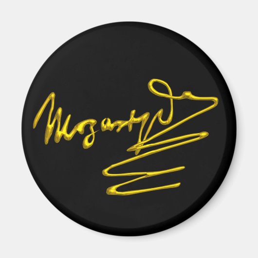 HOMAGE TO MOZART Gold Signature of Composer Black Magnet (Vorne)