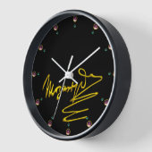 HOMAGE TO MOZART Gold Signature of Composer Black Wanduhr (Winkel)