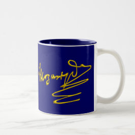 HOMAGE TO MOZART Gold Signature of Composer Blue Zweifarbige Tasse