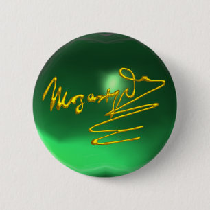 HOMAGE TO MOZART Gold Signature of Composer Green Button