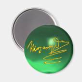 HOMAGE TO MOZART Gold Signature of Composer Green Magnet (Vorderseite/Rückseite)