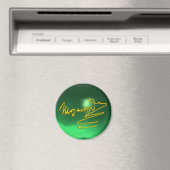 HOMAGE TO MOZART Gold Signature of Composer Green Magnet (In Situ (Geschirrspüler))