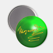 HOMAGE TO MOZART Gold Signature of Composer Green Magnet (Vorderseite/Rückseite)
