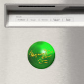 HOMAGE TO MOZART Gold Signature of Composer Green Magnet (In Situ (Geschirrspüler))