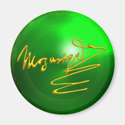 HOMAGE TO MOZART Gold Signature of Composer Green Magnet (Vorne)