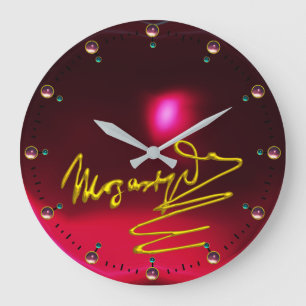 HOMAGE TO MOZART Gold Signature of Composer Red Große Wanduhr