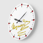 HOMAGE TO MOZART Gold Signature of Composer White Große Wanduhr (Winkel)