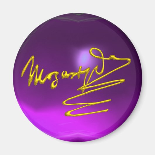 HOMAGE TO MOZART Goldsignatur des Komponisten Lila Magnet (Vorne)