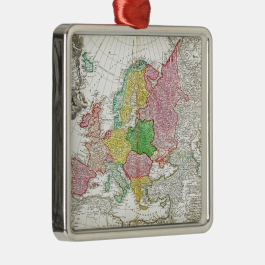 Homann ErbHaas Karte 1743 von Europa Geographi Silbernes Ornament (Rechts)