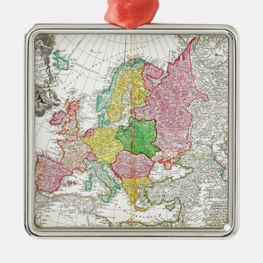 Homann ErbHaas Karte 1743 von Europa Geographi Silbernes Ornament (Vorne)