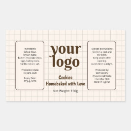 Home baked Cookies Logo and Ingredient Label Rechteckiger Aufkleber