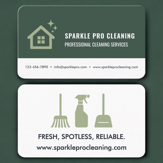 Home Cleaning Service Green Professional Visitenkarte