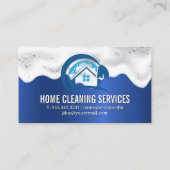 Home Cleaning | Soap Suds | Blue Metallic Texture Visitenkarte (Rückseite)