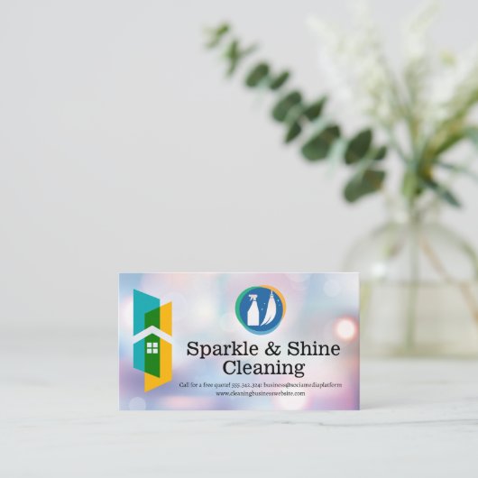 Home Cleaning Tools | Blurred Boke Background Visitenkarte (Stehend Vorderseite)