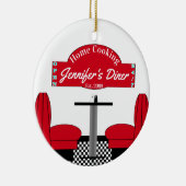 Home Cooking Name Chef Diner Retro Square Keramikornament (Rechts)