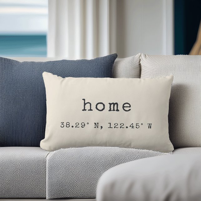 "Home" Custom Coordinates Throw Pillow | Ivory Lendenkissen (Von Creator hochgeladen)