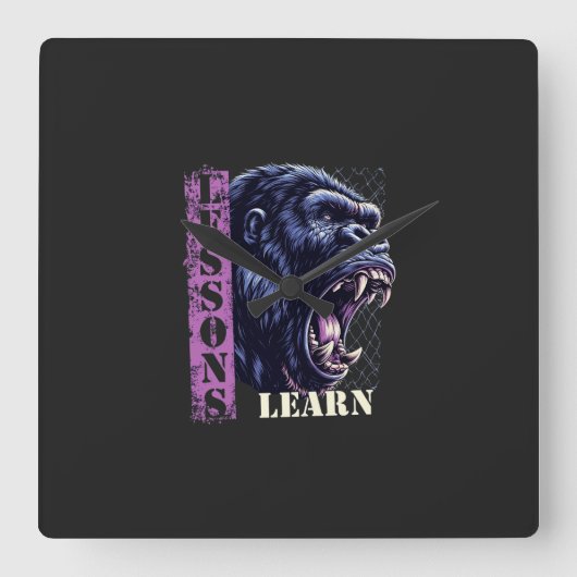 Home Decor Angry Gorilla Lessons Learn Wall Clock Quadratische Wanduhr (Vorderseite)