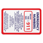 Home Emergency Numbers Useful Contact List Magnet (Horizontal)