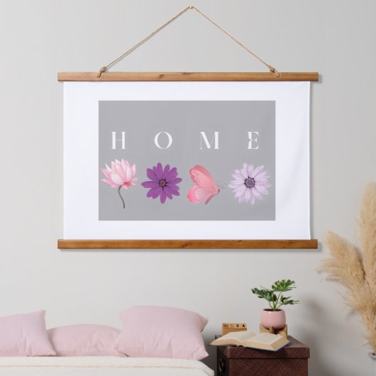 Home Floral and Butterfly design Wandteppich Mit Holzrahmen (Schlafzimmer)