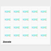 HOME Glossy Pastel Ocean Word Quadratischer Aufkleber (Blatt)