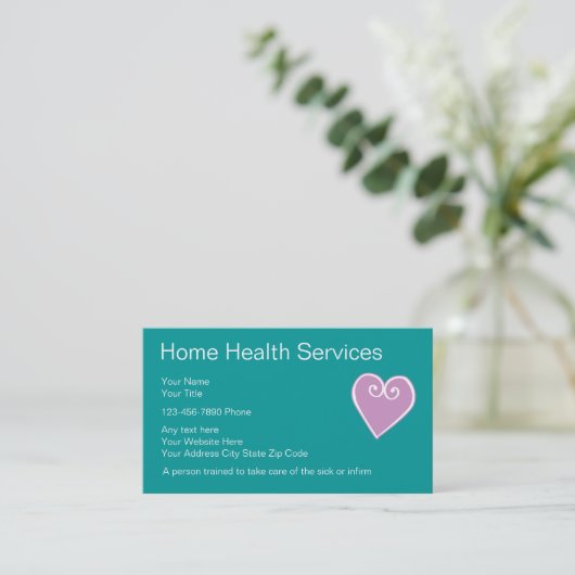 Home Health Nurse Business Cards Visitenkarte (Stehend Vorderseite)