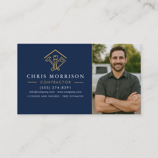 Home Improvement Photo Navy Blue Visitenkarte (Vorderseite)