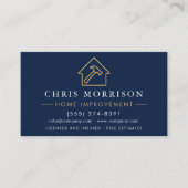 Home Improvement QR Code Navy Blue Gold Visitenkarte (Vorderseite)