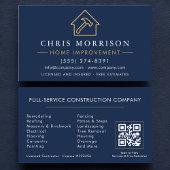 Home Improvement QR Code Navy Blue Gold  Visitenkarte