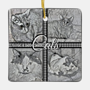 Home Is Better With Cats-Personalized-Square- Keramikornament
