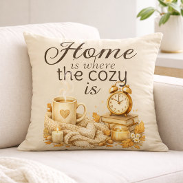 Home Is Where Cozy Is Brown Oatmeal Cozy Kissen