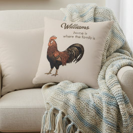 Home Is Where Family Is Rooster Decorative Pillow Kissen