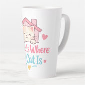 Home Is Where My Cat Is Cute Cat Lover Quote Desig Milchtasse (Rechte Ecke)