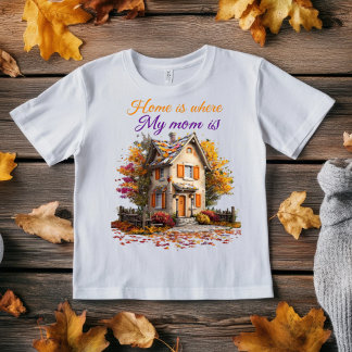 Home Is Where My Mom Is_minimalist autum Quote  T-Shirt