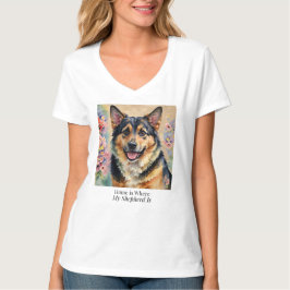 Home Is Where My Shepherd Is Women’s V-Neck  T-Shirt