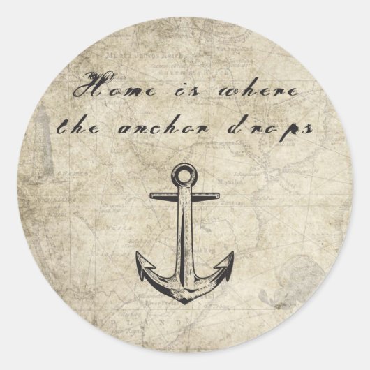 Home is Where the Anchor Drops Runder Aufkleber (Vorderseite)