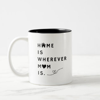 Home Is Wherever Mom Is – Gift For Mom Zweifarbige Tasse