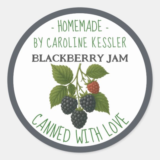 Home Made Blackberry Jam Canning Label Sheet Runder Aufkleber (Vorderseite)