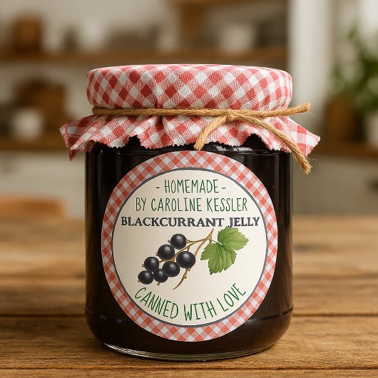 Home Made Blackcurrant Jelly Canning Label Sheet Runder Aufkleber