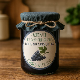 Home Made Blue Grape Jelly Canning Label Sheet Runder Aufkleber