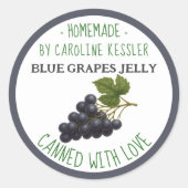 Home Made Blue Grape Jelly Canning Label Sheet Runder Aufkleber (Vorderseite)