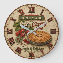 Home Made Cherry Pie Vintage Farmhouse Kitchen Große Wanduhr