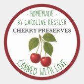 Home Made Cherry Preserves Canning Label Sheet Runder Aufkleber (Vorderseite)