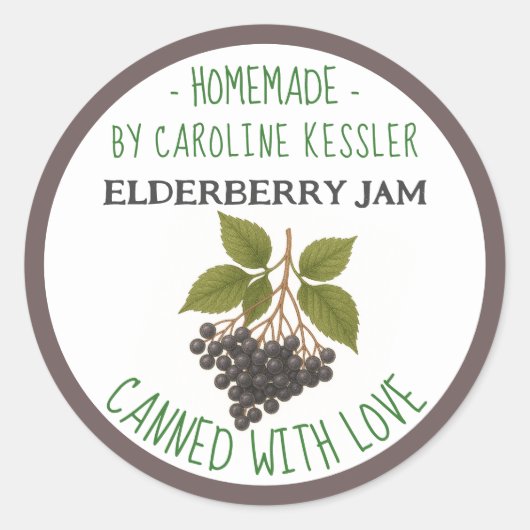 Home Made Elderberry Jam Canning Label Sheet Runder Aufkleber (Vorderseite)