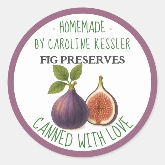 Home Made Fig Preserves Canning Label Sheet Runder Aufkleber (Vorderseite)