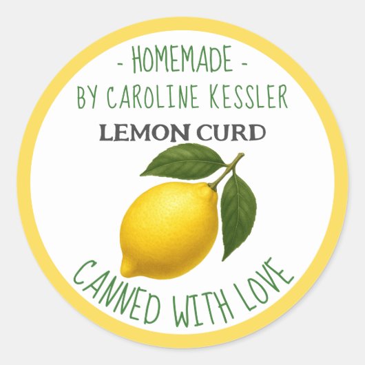 Home Made Lemon Curd Canning Label Sheet Runder Aufkleber (Vorderseite)