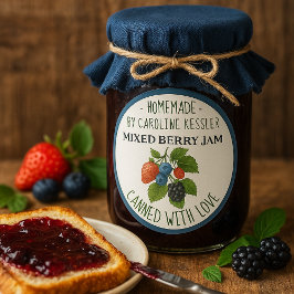 Home Made Mixed Berry Jam Canning Label Sheet Runder Aufkleber
