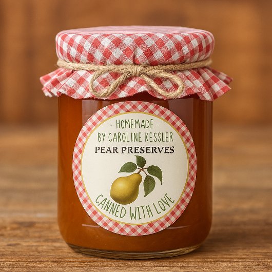 Home Made Pear Preserves Canning Label Sheet Runder Aufkleber